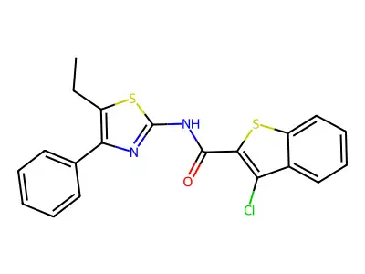 3-chloro-N-(5-ethyl-4-phenyl-1,3-thiazol-2-yl)-1-benzothiophene-2-carboxamide structure