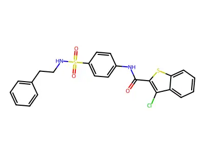 3-Chloro-N-{4-[(2-phenylethyl)sulfamoyl]phenyl}-1-benzothiophene-2-carboxamide structure