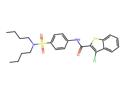 3-chloro-N-[4-(dibutylsulfamoyl)phenyl]-1-benzothiophene-2-carboxamide structure