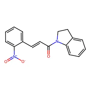 (E)-1-(2,3-dihydroindol-1-yl)-3-(2-nitrophenyl)prop-2-en-1-one structure