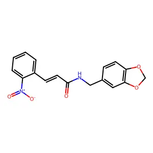 (E)-N-(1,3-benzodioxol-5-ylmethyl)-3-(2-nitrophenyl)prop-2-enamide structure