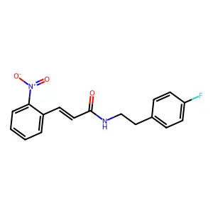 (E)-N-[2-(4-fluorophenyl)ethyl]-3-(2-nitrophenyl)prop-2-enamide structure
