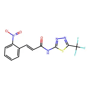 (E)-3-(2-nitrophenyl)-N-[5-(trifluoromethyl)-1,3,4-thiadiazol-2-yl]prop-2-enamide structure