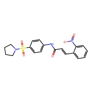 (E)-3-(2-nitrophenyl)-N-(4-pyrrolidin-1-ylsulfonylphenyl)prop-2-enamide structure