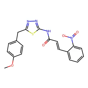 (E)-N-[5-[(4-methoxyphenyl)methyl]-1,3,4-thiadiazol-2-yl]-3-(2-nitrophenyl)prop-2-enamide structure