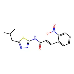 (E)-N-[5-(2-methylpropyl)-1,3,4-thiadiazol-2-yl]-3-(2-nitrophenyl)prop-2-enamide structure