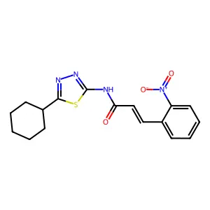 (E)-N-(5-cyclohexyl-1,3,4-thiadiazol-2-yl)-3-(2-nitrophenyl)prop-2-enamide structure