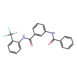 3-benzamido-N-[2-(trifluoromethyl)phenyl]benzamide structure