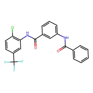 3-benzamido-N-[2-chloro-5-(trifluoromethyl)phenyl]benzamide structure
