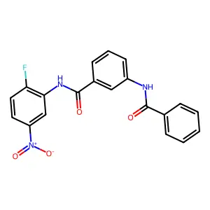 3-benzamido-N-(2-fluoro-5-nitrophenyl)benzamide structure