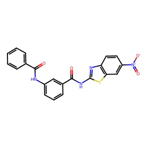 3-benzamido-N-(6-nitro-1,3-benzothiazol-2-yl)benzamide structure