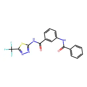 3-benzamido-N-[5-(trifluoromethyl)-1,3,4-thiadiazol-2-yl]benzamide structure