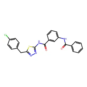 3-benzamido-N-[5-[(4-chlorophenyl)methyl]-1,3,4-thiadiazol-2-yl]benzamide structure