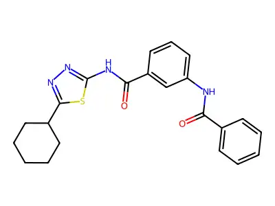 3-benzamido-N-(5-cyclohexyl-1,3,4-thiadiazol-2-yl)benzamide structure