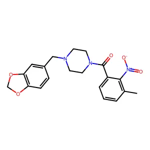 [4-(1,3-Benzodioxol-5-ylmethyl)piperazin-1-yl]-(3-methyl-2-nitrophenyl)methanone structure