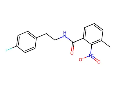 N-[2-(4-fluorophenyl)ethyl]-3-methyl-2-nitrobenzamide structure