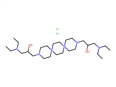 N,N'''-Di-(gamma-diethylamino-beta-hydroxypropyl)-N',N''-dispirotripiperazinium dichloride structure