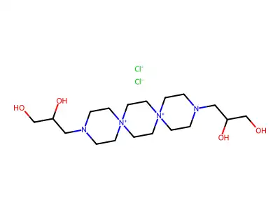 N,N'''-Di-(beta,gamma-dihydroxypropyl)-N,N''-dispirotripiperazinium dichloride structure