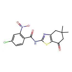 4-chloro-N-(5,5-dimethyl-7-oxo-4,5,6,7-tetrahydro-1,3-benzothiazol-2-yl)-2-nitrobenzamide structure