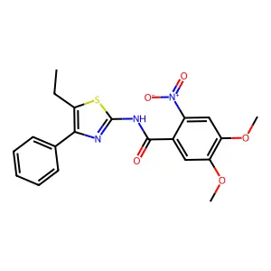 N-(5-ethyl-4-phenyl-1,3-thiazol-2-yl)-4,5-dimethoxy-2-nitrobenzamide structure