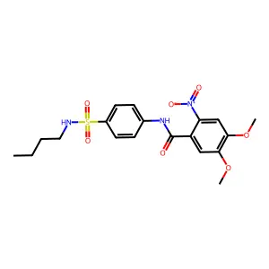 N-[4-(butylsulfamoyl)phenyl]-4,5-dimethoxy-2-nitrobenzamide structure