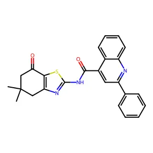 N-(5,5-dimethyl-7-oxo-4,6-dihydro-1,3-benzothiazol-2-yl)-2-phenylquinoline-4-carboxamide structure