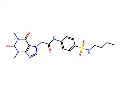 N-[4-(butylsulfamoyl)phenyl]-2-(1,3-dimethyl-2,6-dioxopurin-7-yl)acetamide structure
