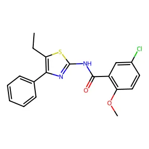 5-chloro-N-(5-ethyl-4-phenyl-1,3-thiazol-2-yl)-2-methoxybenzamide structure