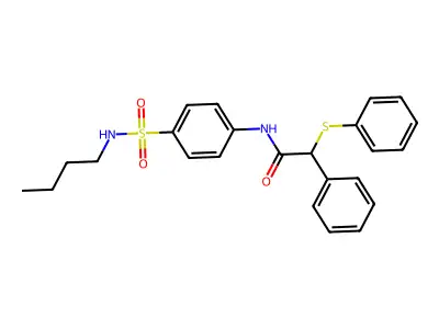 N-[4-(butylsulfamoyl)phenyl]-2-phenyl-2-(phenylthio)acetamide structure
