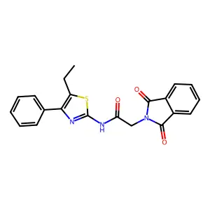 2-(1,3-dioxoisoindol-2-yl)-N-(5-ethyl-4-phenyl-1,3-thiazol-2-yl)acetamide structure