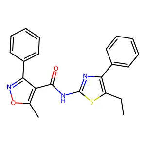 N-(5-ethyl-4-phenyl-1,3-thiazol-2-yl)-5-methyl-3-phenyl-1,2-oxazole-4-carboxamide structure