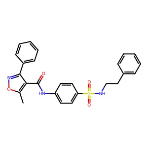 5-methyl-3-phenyl-N-{4-[(2-phenylethyl)sulfamoyl]phenyl}-1,2-oxazole-4-carboxamide structure