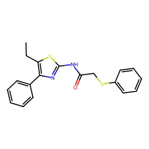 N-(5-ethyl-4-phenyl-1,3-thiazol-2-yl)-2-phenylsulfanylacetamide structure