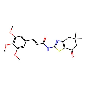 (2E)-N-(5,5-dimethyl-7-oxo-4,5,6,7-tetrahydro-1,3-benzothiazol-2-yl)-3-(3,4,5-trimethoxyphenyl)prop-2-enamide structure