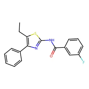 N-(5-ethyl-4-phenyl-1,3-thiazol-2-yl)-3-fluorobenzamide structure