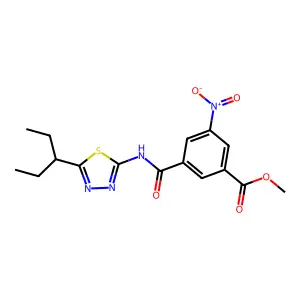 methyl 3-({[5-(1-ethylpropyl)-1,3,4-thiadiazol-2-yl]amino}carbonyl)-5-nitrobenzoate structure