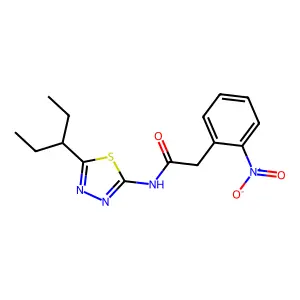 2-(2-nitrophenyl)-N-(5-pentan-3-yl-1,3,4-thiadiazol-2-yl)acetamide structure