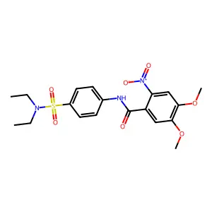 N-[4-(diethylsulfamoyl)phenyl]-4,5-dimethoxy-2-nitrobenzamide structure
