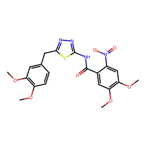 N-[5-[(3,4-dimethoxyphenyl)methyl]-1,3,4-thiadiazol-2-yl]-4,5-dimethoxy-2-nitrobenzamide structure