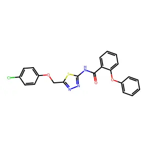 N-[5-[(4-chlorophenoxy)methyl]-1,3,4-thiadiazol-2-yl]-2-phenoxybenzamide structure