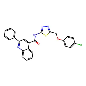 N-[5-[(4-chlorophenoxy)methyl]-1,3,4-thiadiazol-2-yl]-2-phenylquinoline-4-carboxamide structure