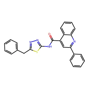 N-(5-benzyl-1,3,4-thiadiazol-2-yl)-2-phenylquinoline-4-carboxamide structure