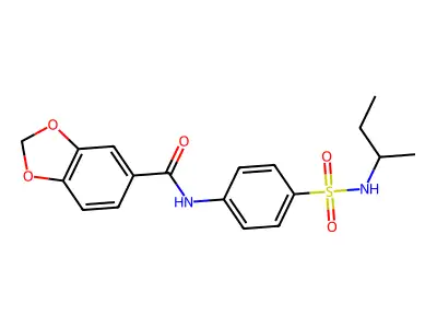 N-[4-(butan-2-ylsulfamoyl)phenyl]-1,3-benzodioxole-5-carboxamide structure