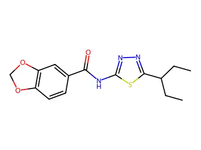N-(5-pentan-3-yl-1,3,4-thiadiazol-2-yl)-1,3-benzodioxole-5-carboxamide structure