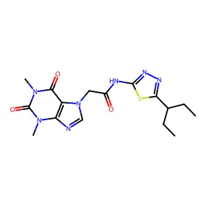 2-(1,3-dimethyl-2,6-dioxopurin-7-yl)-N-(5-pentan-3-yl-1,3,4-thiadiazol-2-yl)acetamide structure