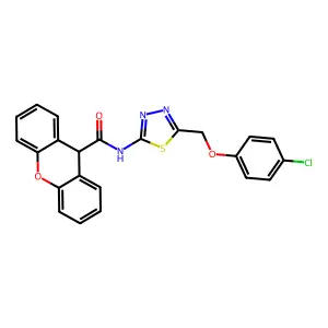 N-[5-[(4-chlorophenoxy)methyl]-1,3,4-thiadiazol-2-yl]-9H-xanthene-9-carboxamide structure