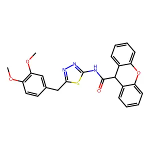 N-[5-(3,4-dimethoxybenzyl)-1,3,4-thiadiazol-2-yl]-9H-xanthene-9-carboxamide structure