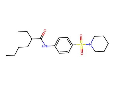 2-ethyl-N-(4-piperidin-1-ylsulfonylphenyl)hexanamide structure