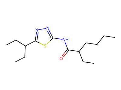 2-ethyl-N-[5-(pentan-3-yl)-1,3,4-thiadiazol-2-yl]hexanamide structure
