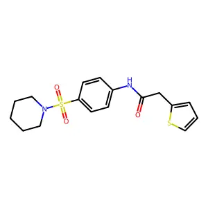 N-(4-piperidin-1-ylsulfonylphenyl)-2-thiophen-2-ylacetamide structure